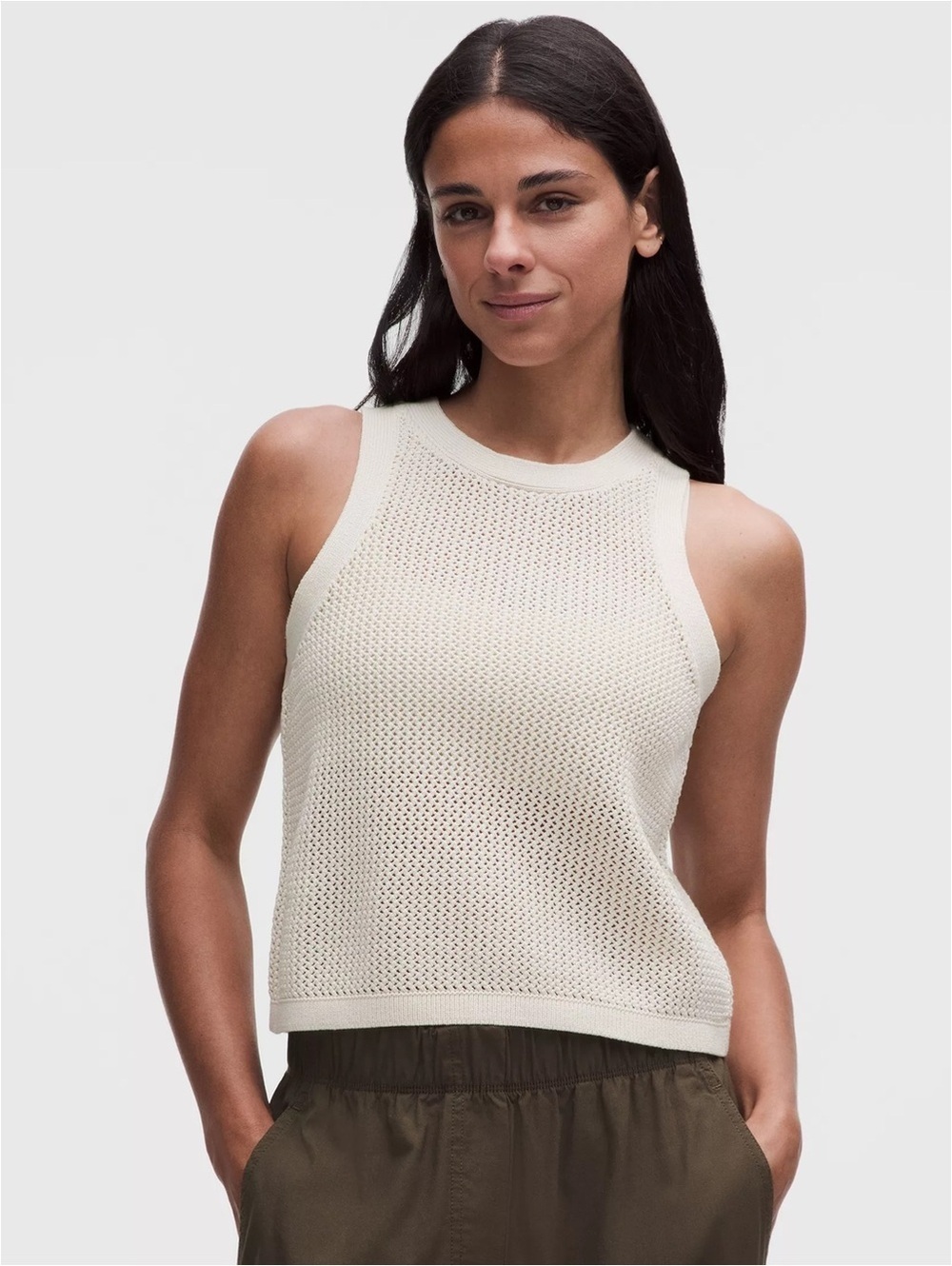 🆕🤍 Lululemon Cotton Crochet Mesh Tank - Light Ivory